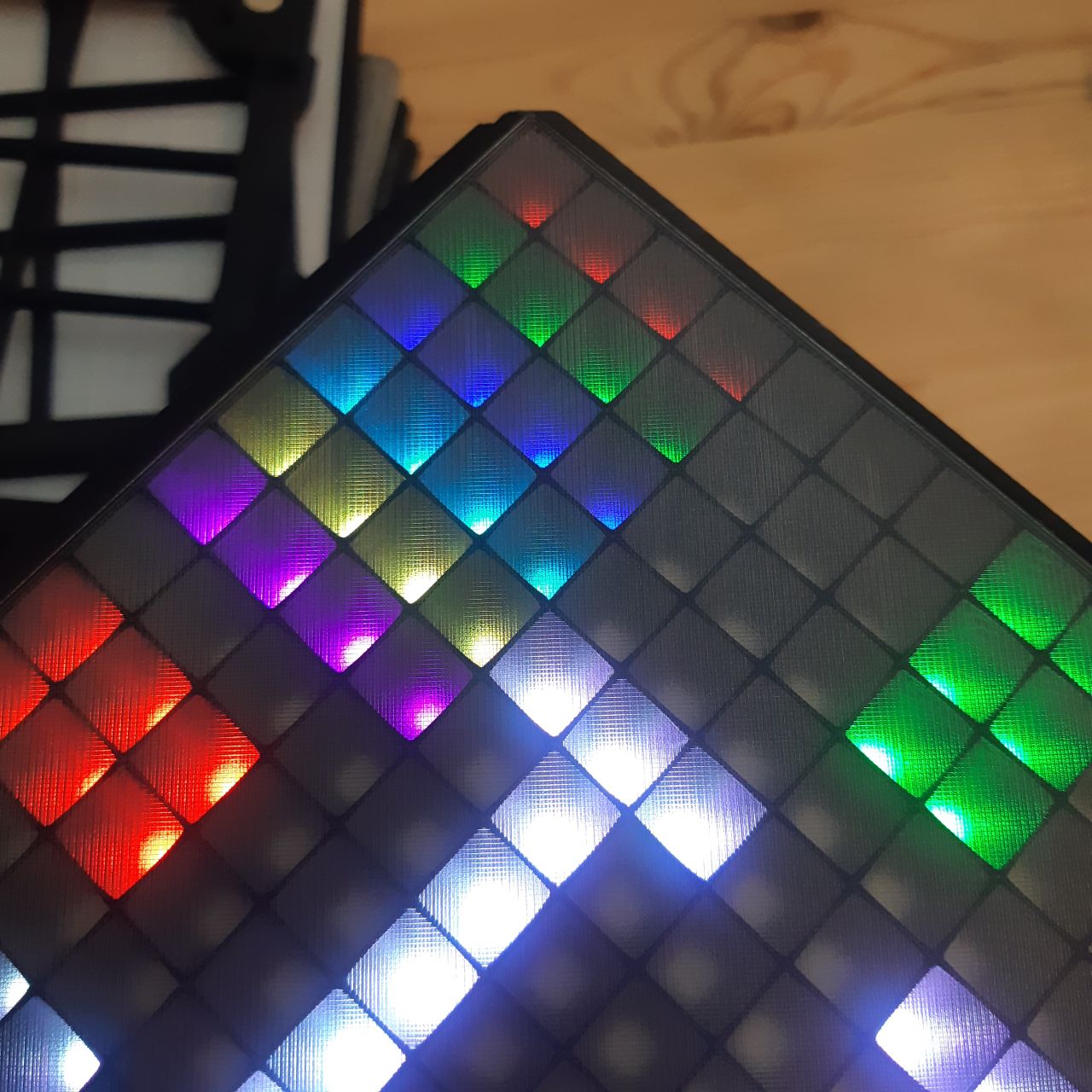 Display panel attempt with gray translucent PETG followed by black PETG on a SuperTack bed plate