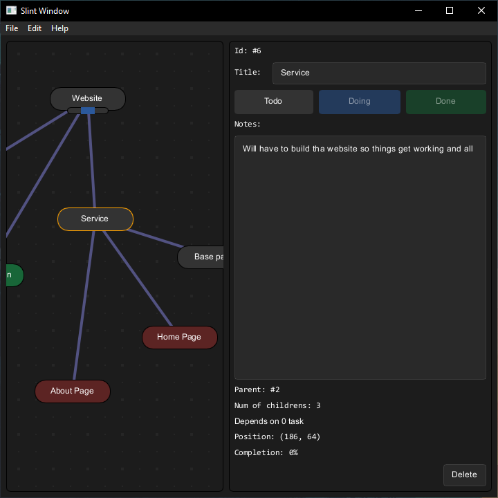 Showing a task being edited Showing a task being edited